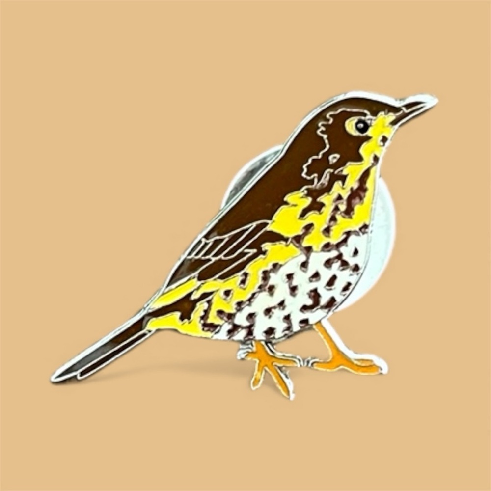 Brown and Yellow Bird Enamel Pin